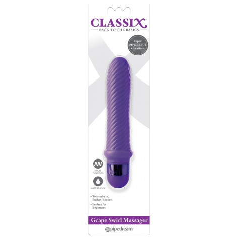 Фиолетовый ребристый вибромассажер Grape Swirl Vibe - 15,8 см.